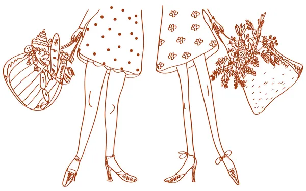 Femmes minces et grasses — Image vectorielle
