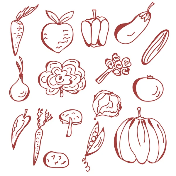 Ensemble de croquis légumes — Image vectorielle