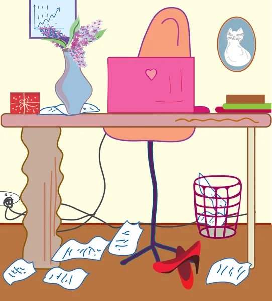 粉红色的女人办公室 — 图库矢量图片