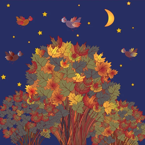 Осенняя сцена с птицами — стоковый вектор