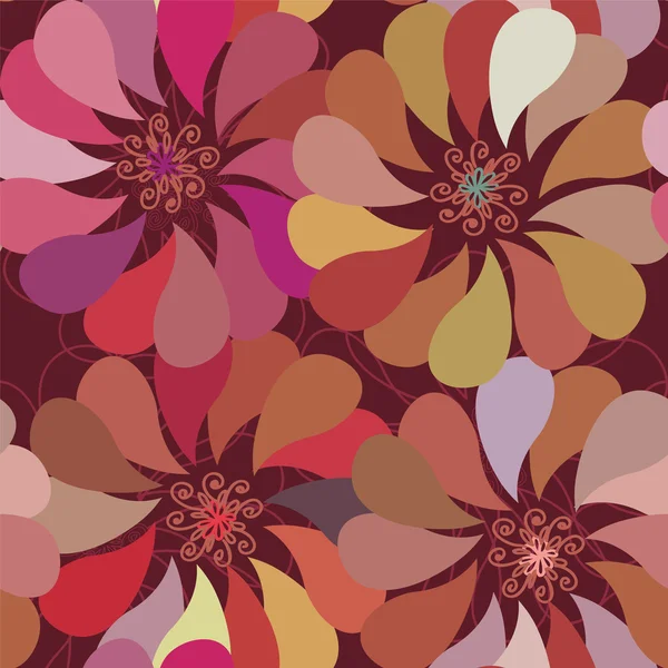大きなスタイリッシュな花と花のシームレスなパターン — ストックベクタ