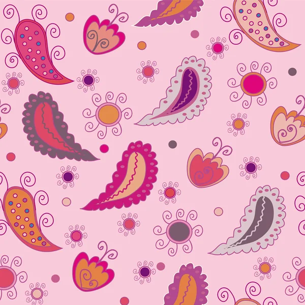 Seamless paisley pink background — Stock Vector