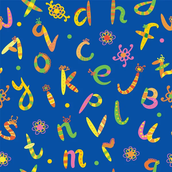 アルファベットのシームレスな面白いパターン — ストックベクタ