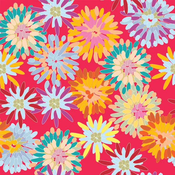 Ljusa seamless mönster med stora blommor — Stock vektor