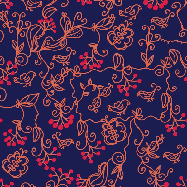Motif floral foncé sans couture — Image vectorielle