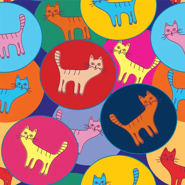 Cute cats seamless pattern — Stock Vector