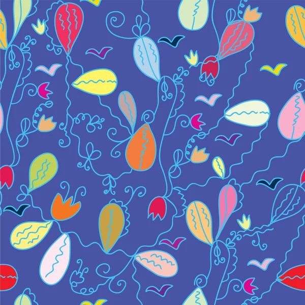 Dessin animé floral motif sans couture — Image vectorielle