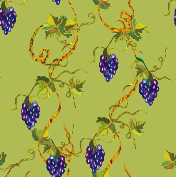 Motif floral vert raisin sans couture — Image vectorielle