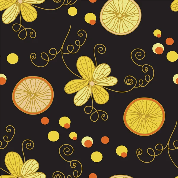 노란색 꽃 빈티지 패턴 — 스톡 벡터