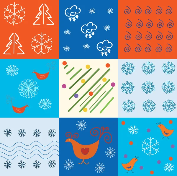 Set of winter holidays patterns — Stock Vector