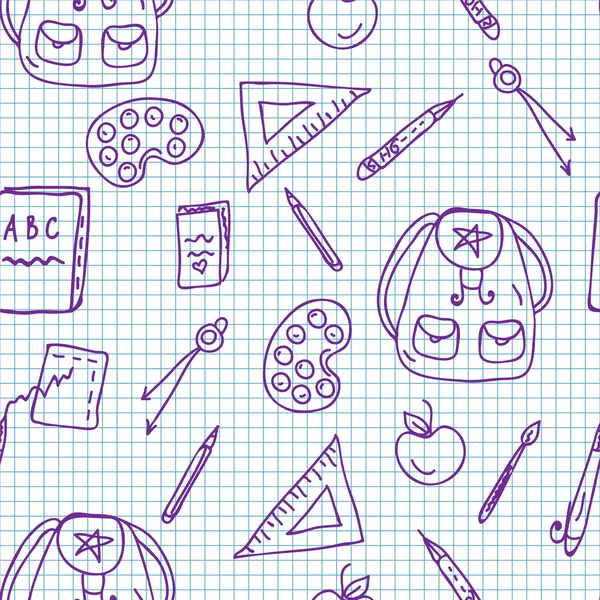 Escola doodle padrão sem costura — Vetor de Stock