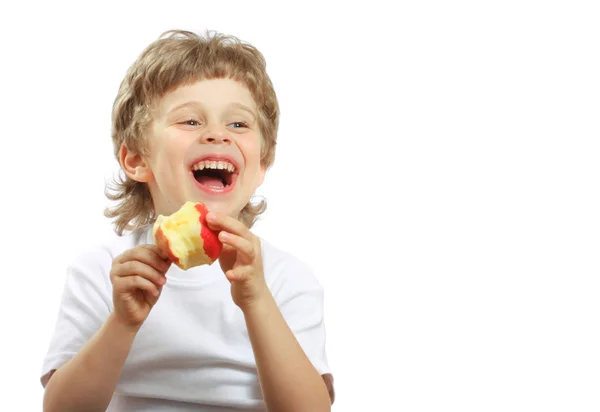 Niño con una manzana —  Fotos de Stock