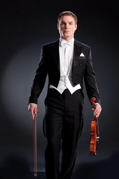 Man In Frock Coat With Violin — Stock Photo, Image