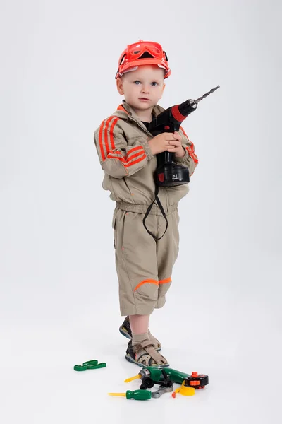 Chlapec a nástroje — Stock fotografie