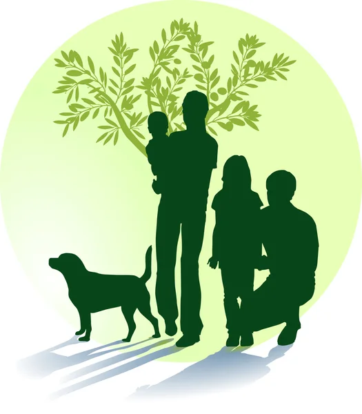 Mutter, Vater, Kinder und Hund — Vettoriale Stock
