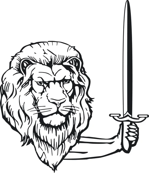 Löwe mit Schwert — Stok Vektör
