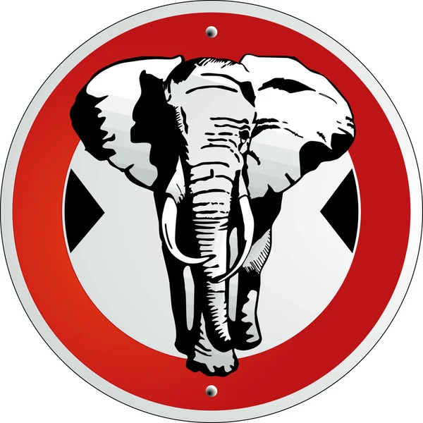 Panneau routier éléphant — Image vectorielle