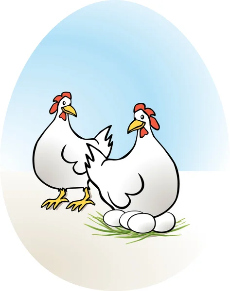 Chicken, free-range eggs — Stock Vector