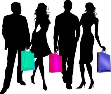 Twosomes to go shopping clipart
