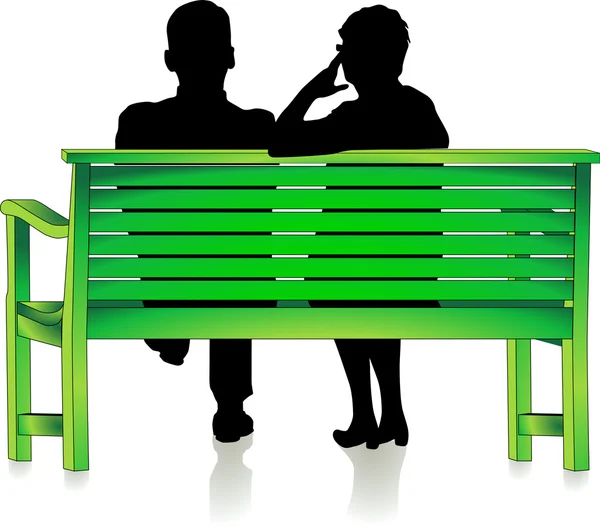 Seniorzy na ławce w parku — Wektor stockowy
