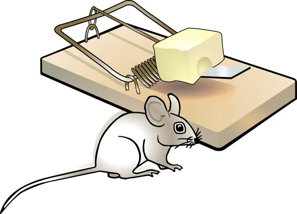 Ratón y ratonera — Vector de stock