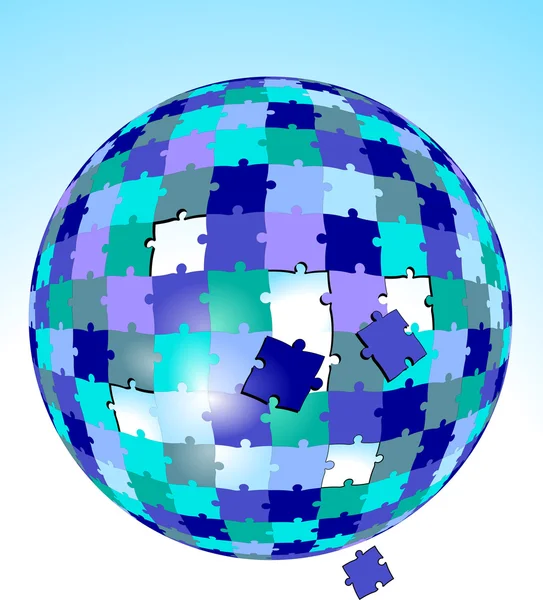 Mavi bulmaca küresel — Stok Vektör