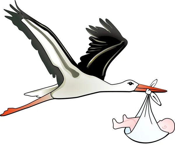 Stork childbirth — Stock Vector