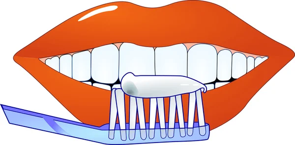 Limpieza de dientes — Vector de stock