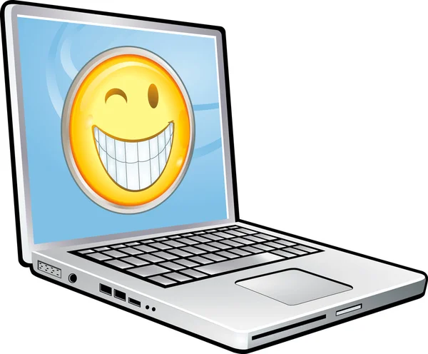 笔记本电脑的微笑 — 图库矢量图片