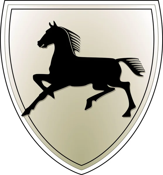 Escudo cavalo preto —  Vetores de Stock