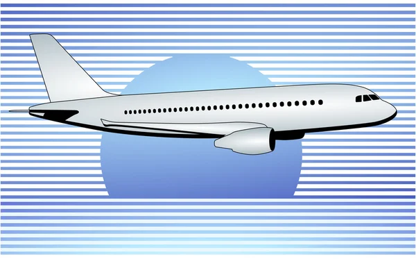 Vliegtuig en blauwe streep — Stockvector