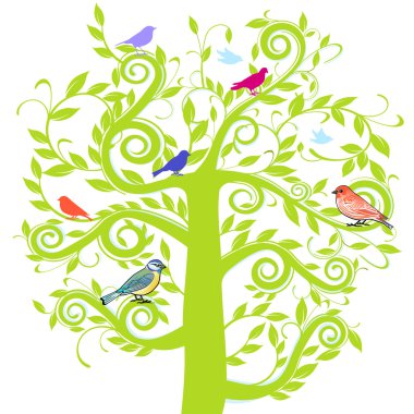 Tree and bird clipart