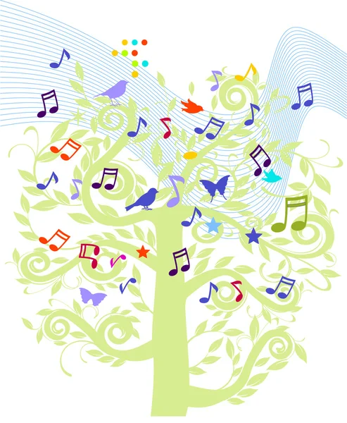 Hudba na notovém papíře strom — Stockový vektor
