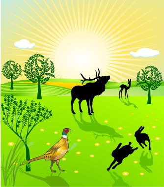 Wild animal in open landscape clipart