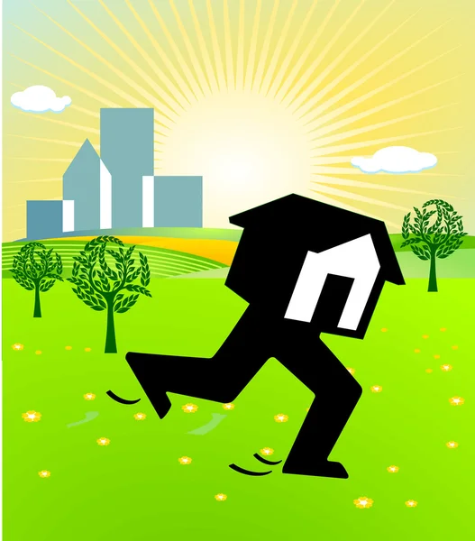 To move house, out of the city — Stock Vector
