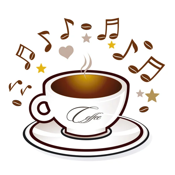 Káva a sladká hudba — Stockový vektor