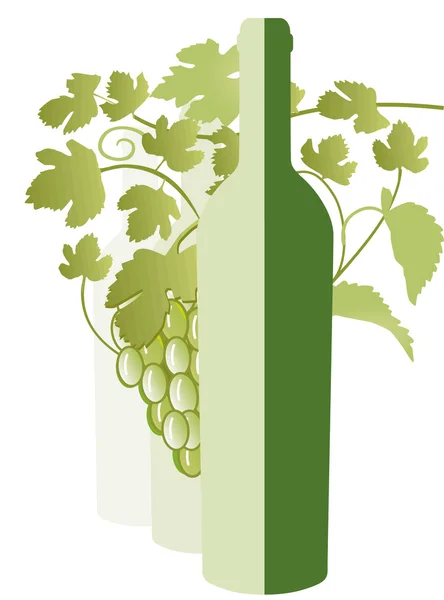 stock vector White wine, vine leaves