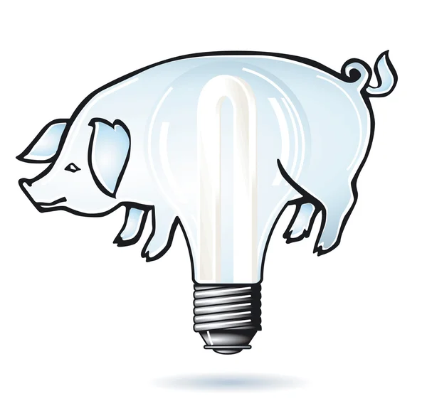 Pig electric bulb — ストックベクタ
