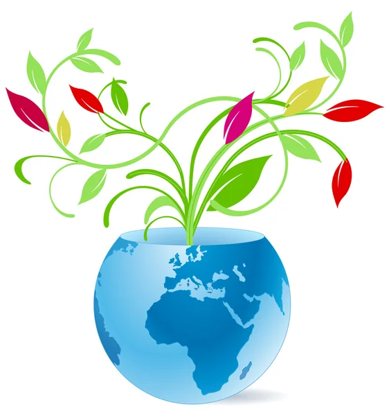 Föld és virág váza — Stock Vector