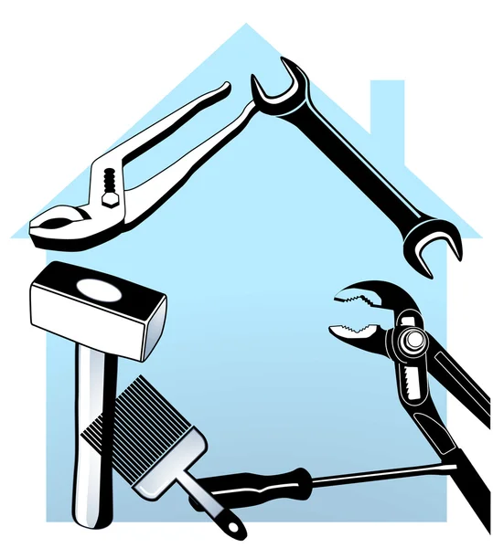 Hand tool and house — Stock Vector