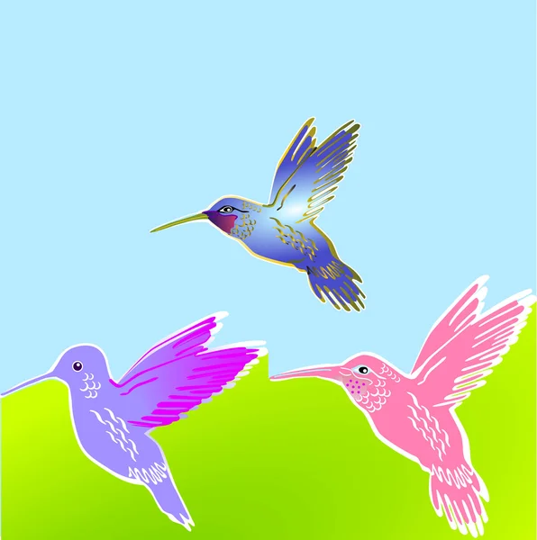 3 Цветочные птицы — стоковый вектор