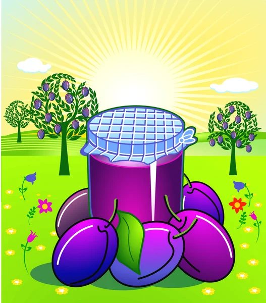 Confiture de prunes — Image vectorielle