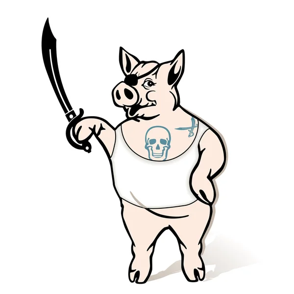 Pirate Pig — Stock Vector