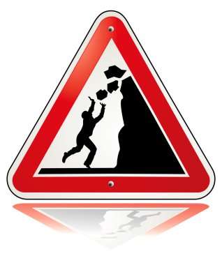 Warning falling rocks clipart