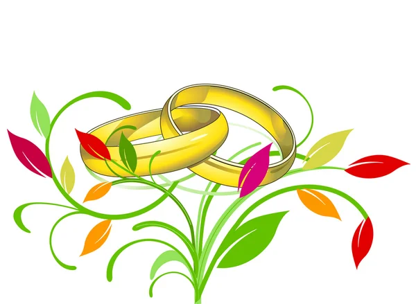 Goldene Ringe Hochzeit — Stockvektor