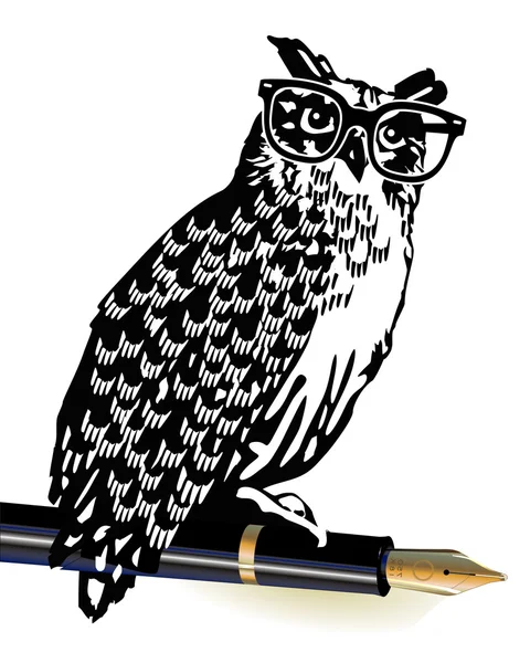 Owl, classical writer — Stock Vector