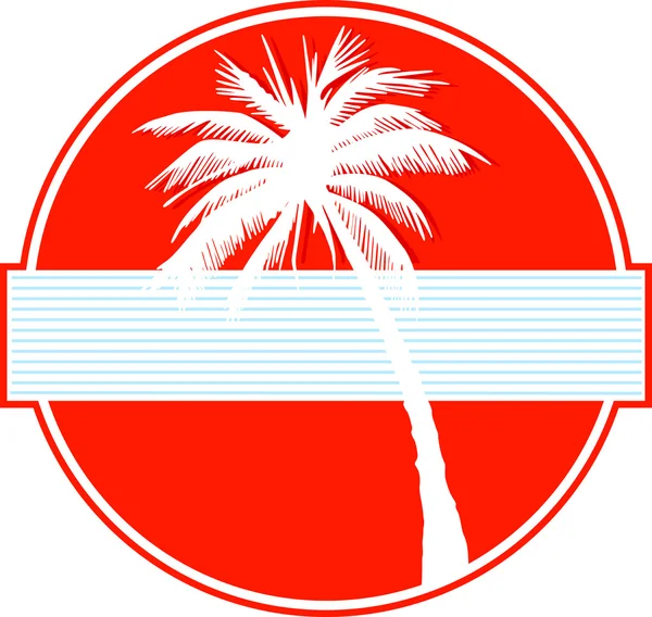 Palm tree on red — Stock Vector