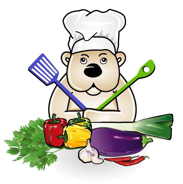 Urso em cozinhar — Vetor de Stock