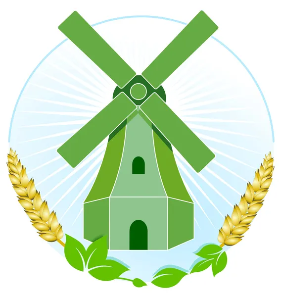 Moulin à vent vert — Image vectorielle