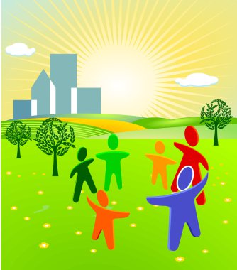 Group outdoors clipart